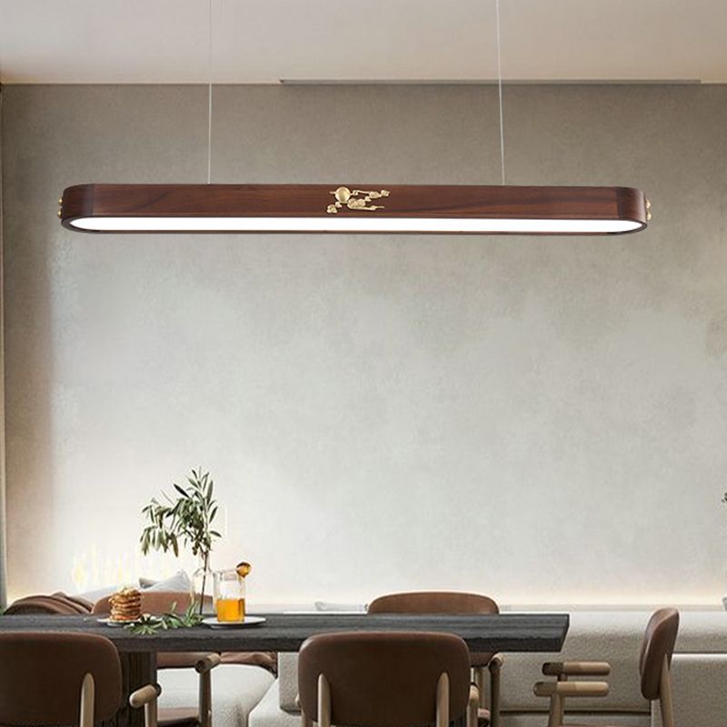 Luz de techo de isla geométrica de cocina moderna de madera ligera de madera ligera