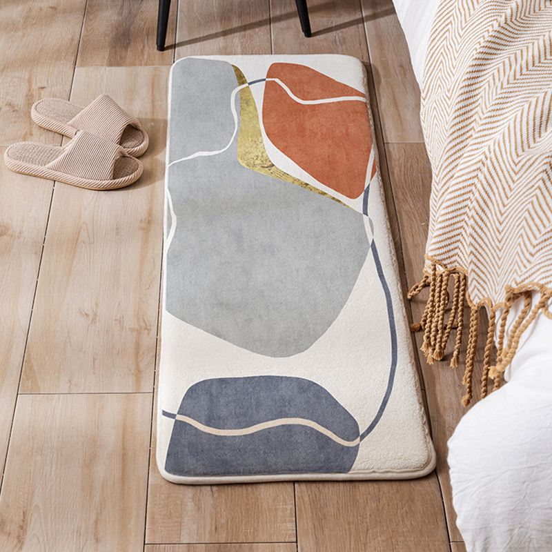 Dark Green Color Block Rug Polyester Nordic Rug Stain Resistant Rug for Drawing Room