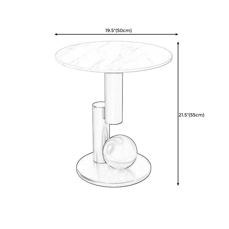 21.6"H Modern Single Pedestal Base Solid Color Metal Round End Table