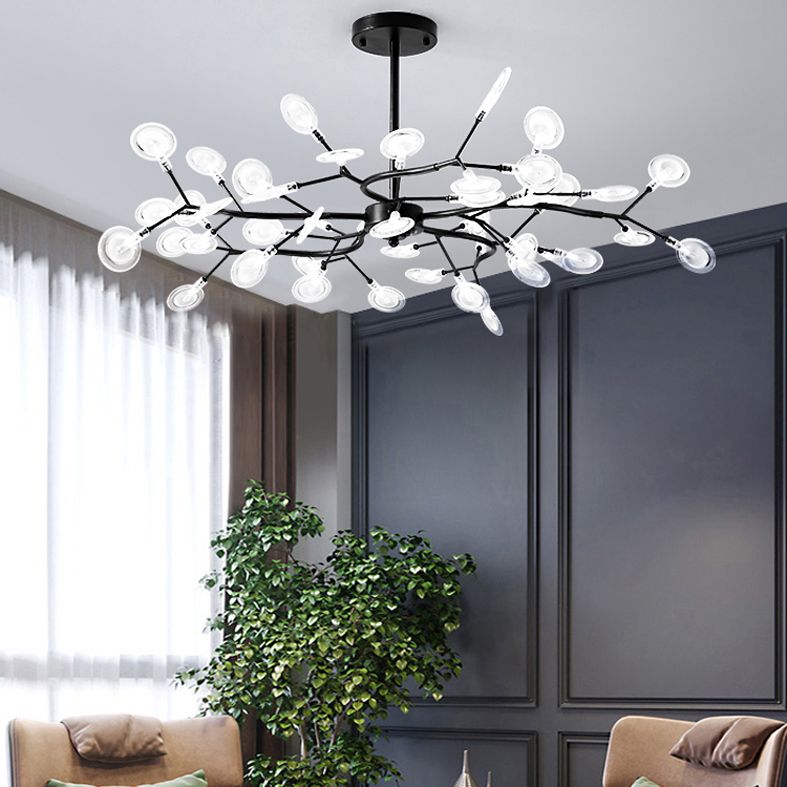 Luce a sospensione per lucciole in ferro battuto in moderna luce del soffitto regolabile radiale in stile conciso con ombra acrilica