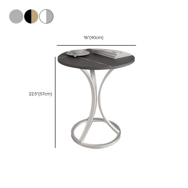 Glam Metal Side End Table Pedestal Round Sofa Side Accent Table