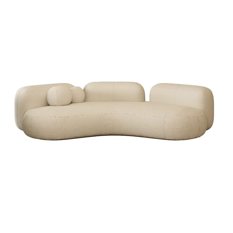 Wool Contemporary Curved Sofa Recessed Arm Sofa for Living Room, Apartment