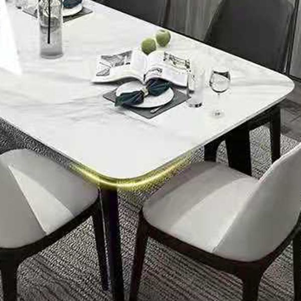 Marble White Tone Dining Table Simplicity 4 Legs Table for Dining Room