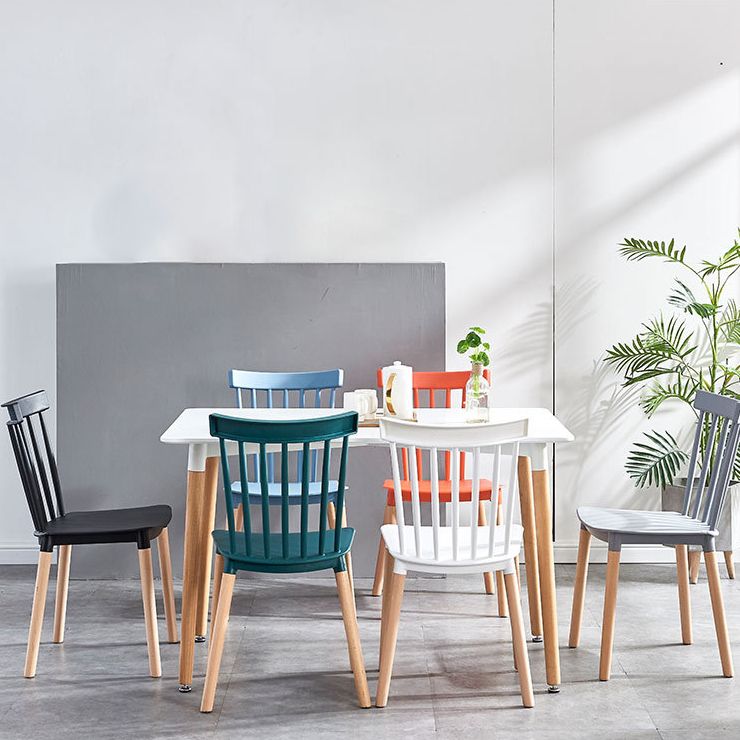 Glam Style Wooden Side Chair Matte Finish Windsor Back Dining Chair for Coffee Shop