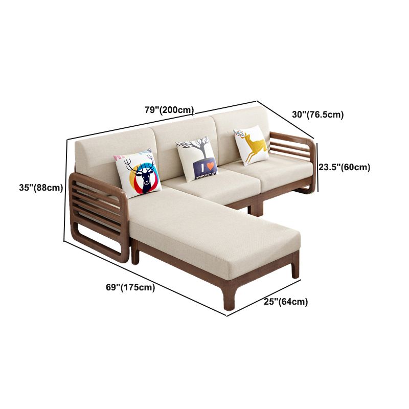 Nordic Fabric Sofa Chaise Living Room Square Arm Cushions Sofa Bed