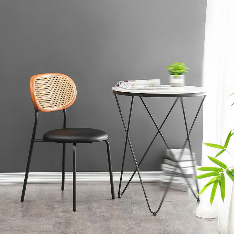 Faux Leather Armless Dining Chair Contemporary Open Back Dining Room Side Chair