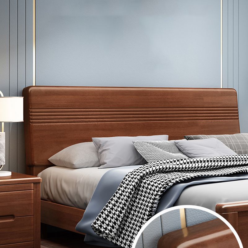 Walnut Bed, Deep Brone, Queen,42.91inch High Bed Frame with Bedside