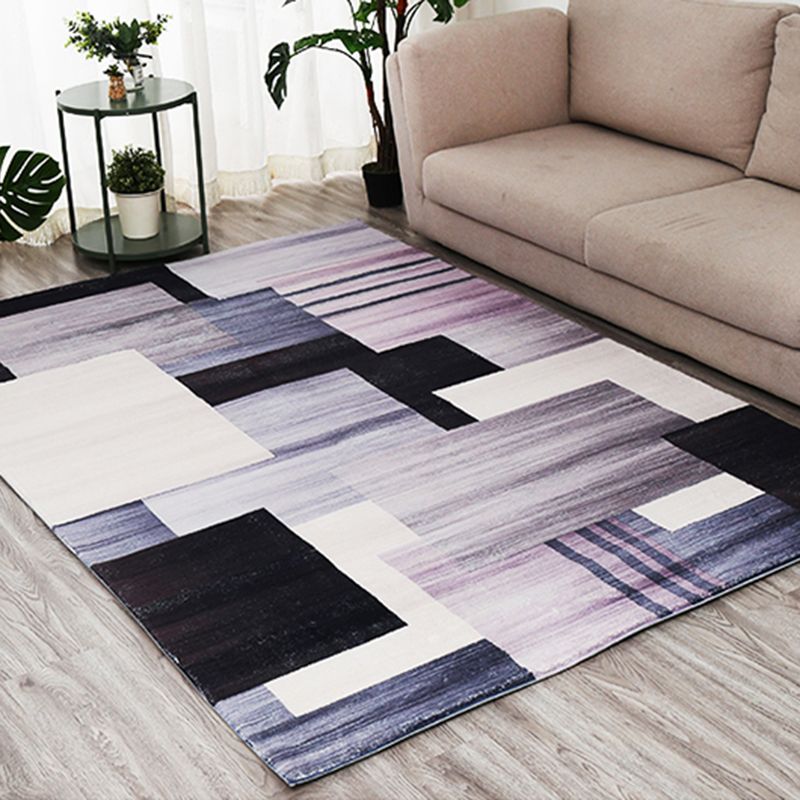 Stylish Geometric Pattern Area Rug Modern Polyester Rug Anti-Slip Easy Care Rug for Living Room