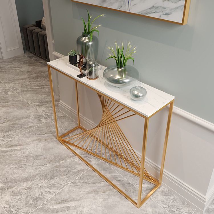 31.5" Tall 1-shelf Console Table Marble Stain Resistant End Table for Hall