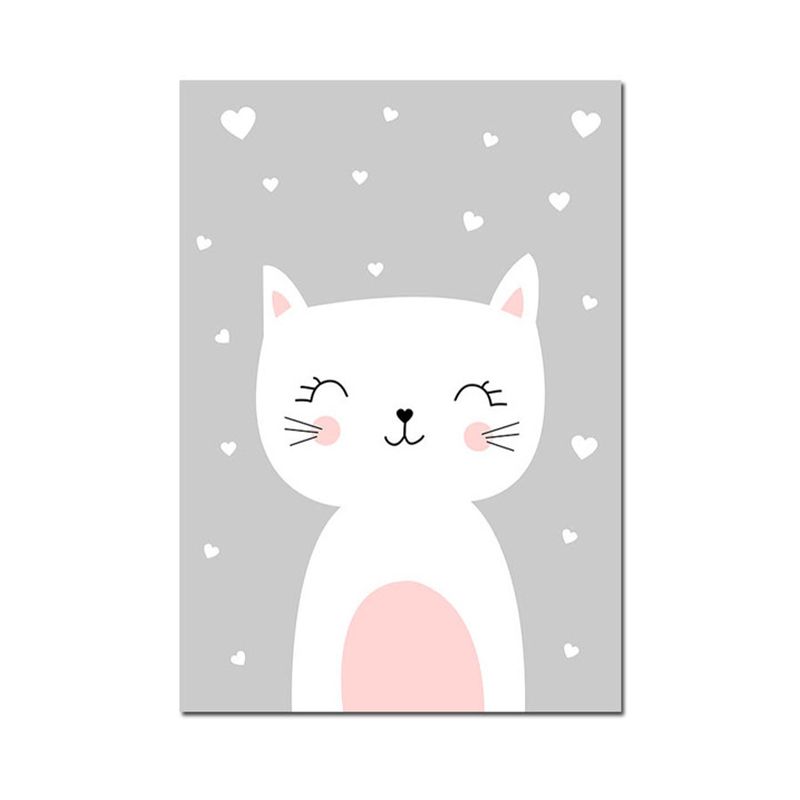 Merry Cartoon Animal Canvas Print Light Color Kids Style Painting for Baby Bedroom