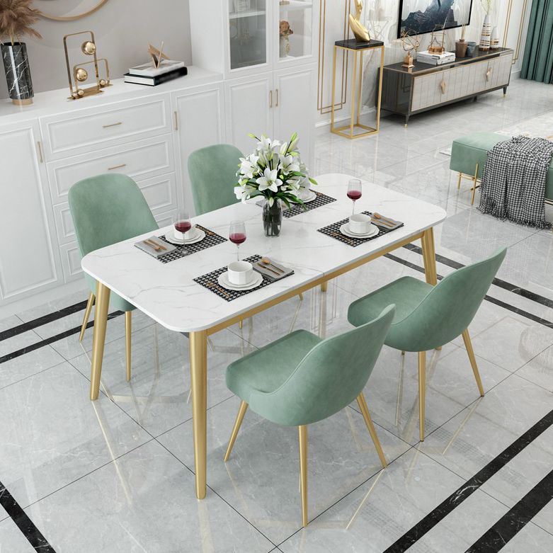 Glam Style 1/4/5 Pieces Dining Set White-gold Table Kitchen Set for Dining Room