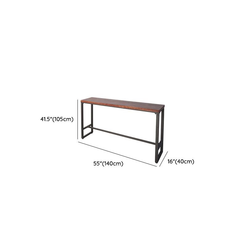 Industrial Solid Wood Bistro Bar Table Rectangle Metal Base Bar Table