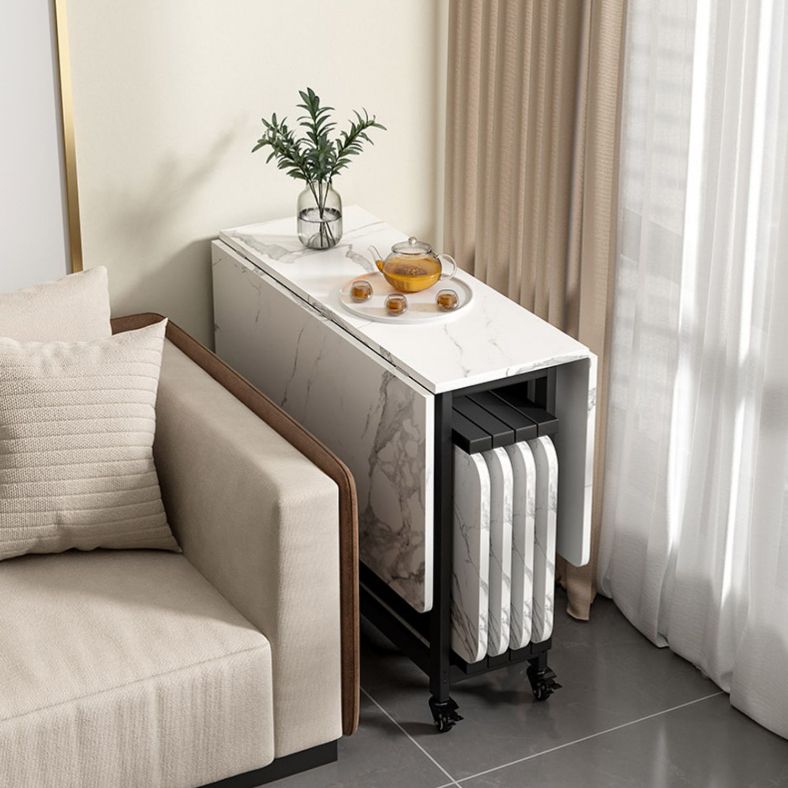 Simplicity Style Rectangle Wood Dining Site Table with Drop-Leaf