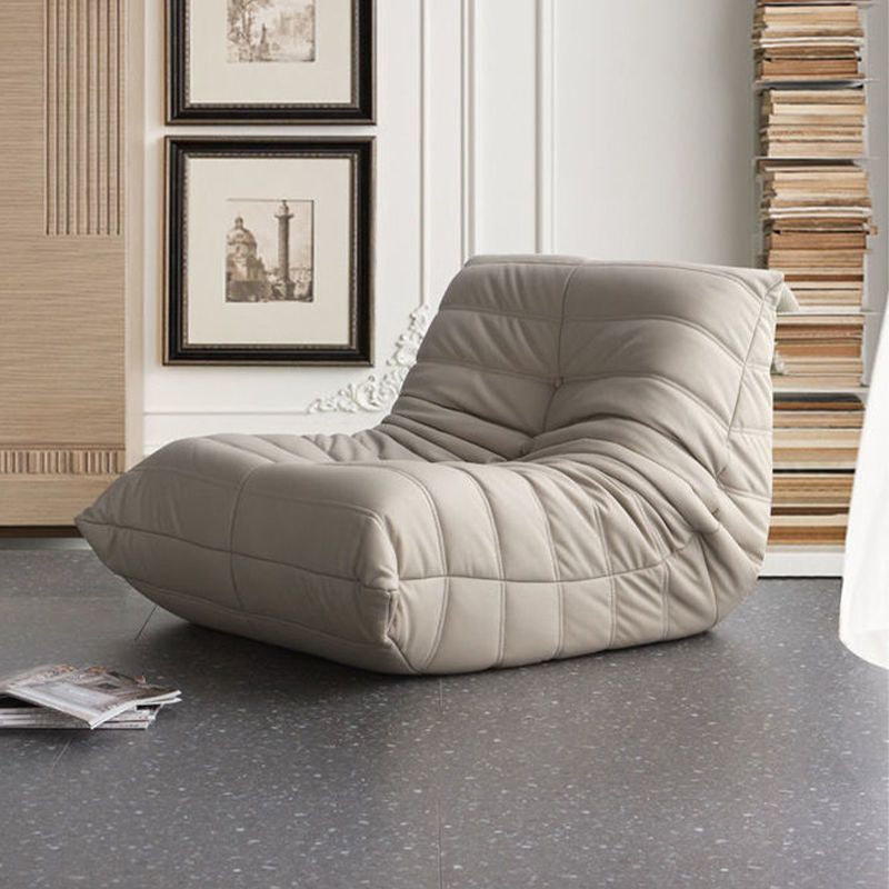 Faux Leather Ergonomic Accent Chair Tufted Back Armless Chair