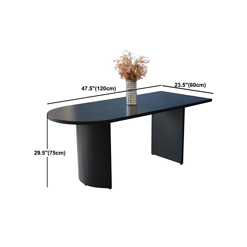 Free Form Double Pedestal Modern Dining Table Black Fixed Table of Wood