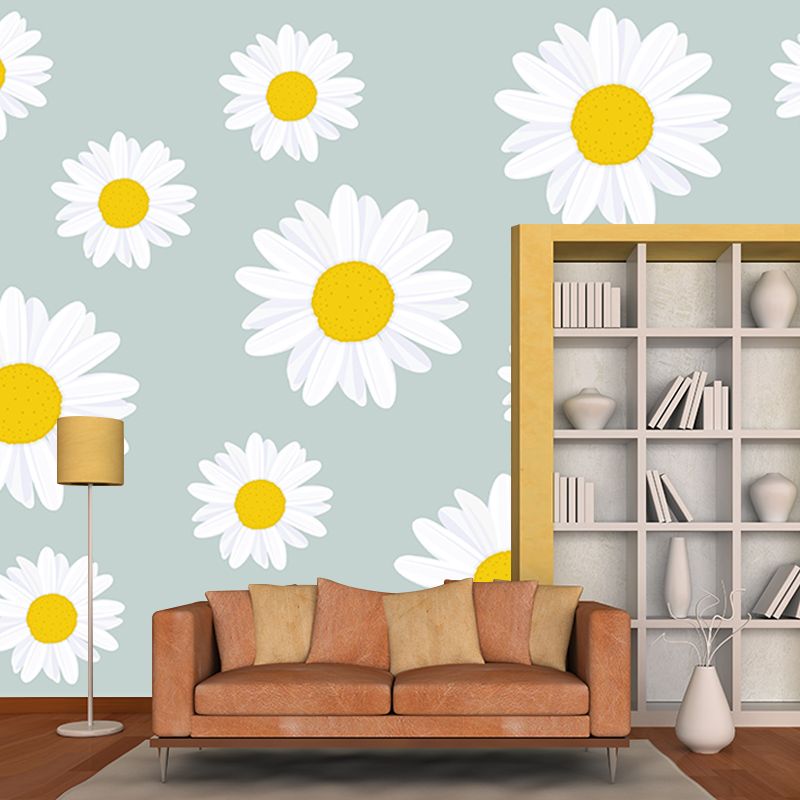 Flower Illustration Mural Wallpaper Modern Living Room Wall Decor, Made to Measure