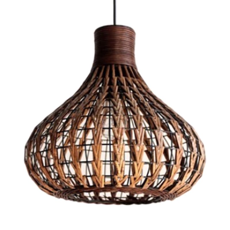 1 Light Bulb Hanging Lights Asia Cane Ceiling Fixture with Hanging Cord for Restaurant