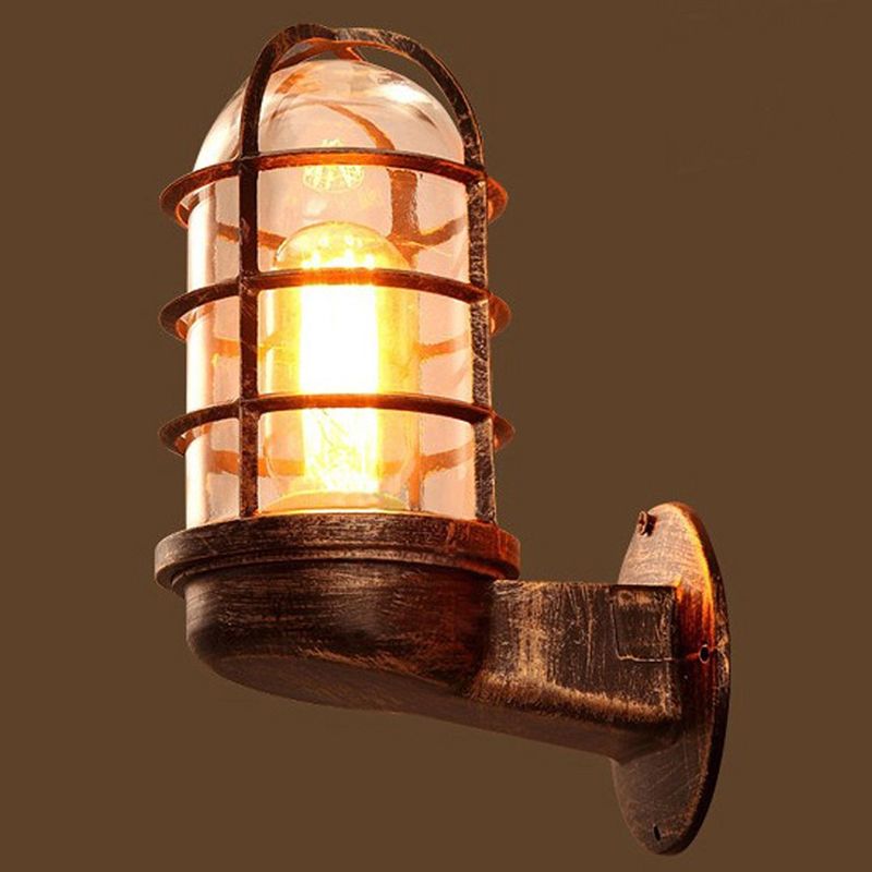 Sconce di luce da parete in metallo ombreggiato in stile industriale americano 1 flioncini leggeri