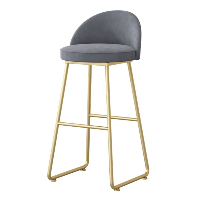 Modern Backrest Armless Counter Stool Iron Hight Stool with Velvet Cushion