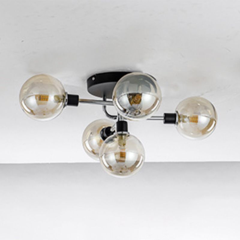 Forma de bola de vidrio al ras del techo de techo moderna luces múltiples iluminación de montaje al ras de color