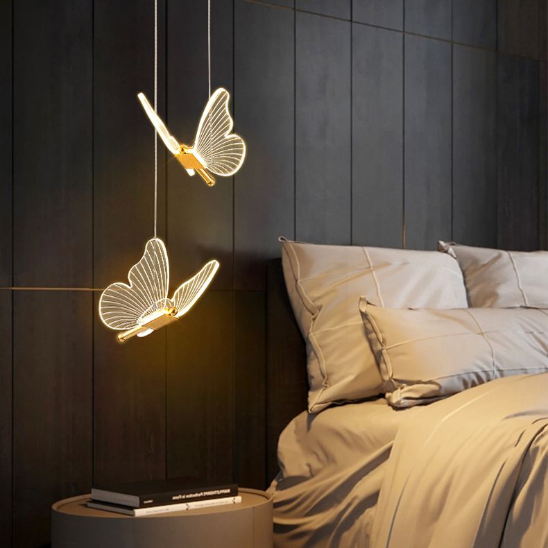 Luxurious Butterfly Style Hanging Ceiling Light, Acrylic Integrated LED Multi Light Pendant Lighting