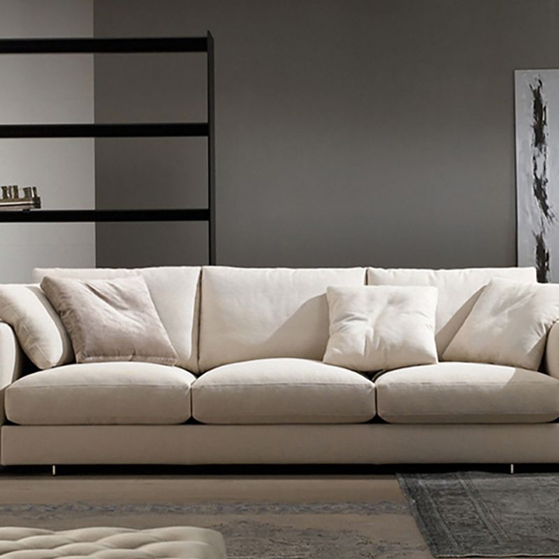 Moderne Stoff quadratische Armsofa Standardkissen Beige 4 -Bein -Sofa
