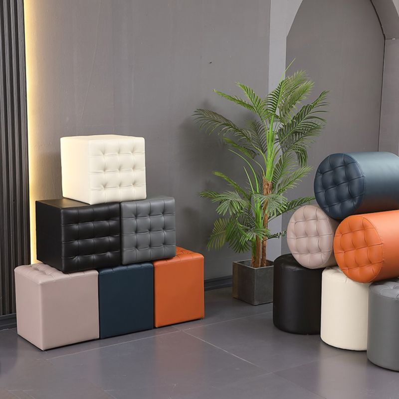 Genuine Leather Ottoman Tufted Square Whole Colored Water Resistant Cube Ottoman