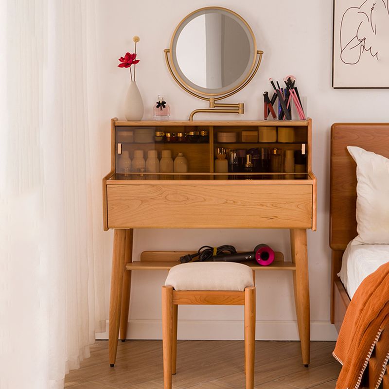 Brown Makeup Vanity Desk 54.33" High Vanity Tables with Drawer