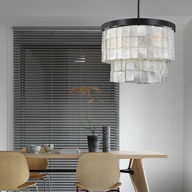 Lampada lampadario cilindri Shell Nordic 5 Luci Bianco Bianco Assorbimento Luce per soggiorno