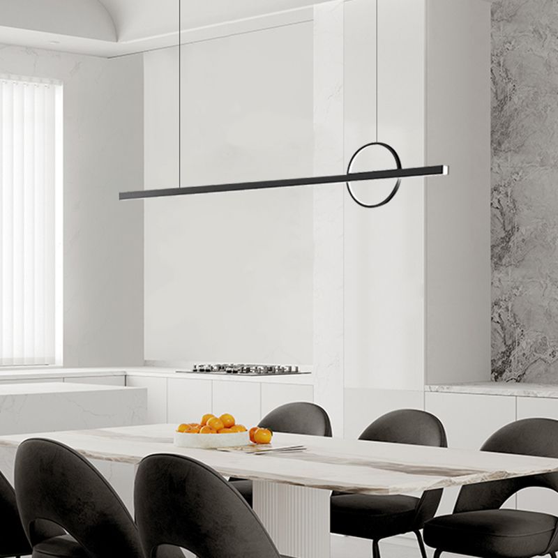Minimalism Hanging Light Metal Island Light Fixture in Black for Dining Room