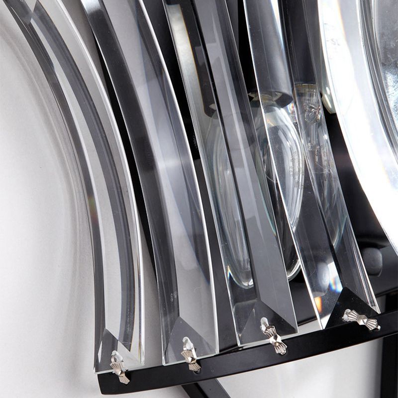 Moderne Stil gebogene Wandleuchten klare Kristall 2 Leichter Wandlampen in Gold und Schwarz