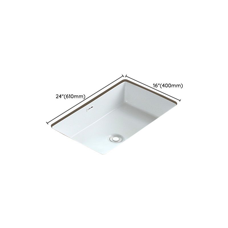 Traditional Undermount Bathroom Sink Porcelain with Overflow Basin Sink