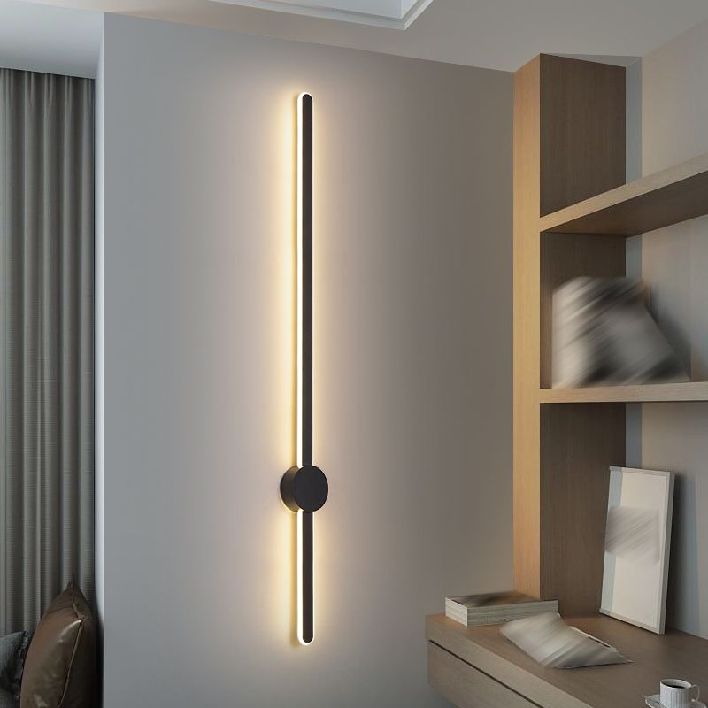 Metal Linear Shape Wall Light Modern Style Multi Lights Wall Mounted Light in Black