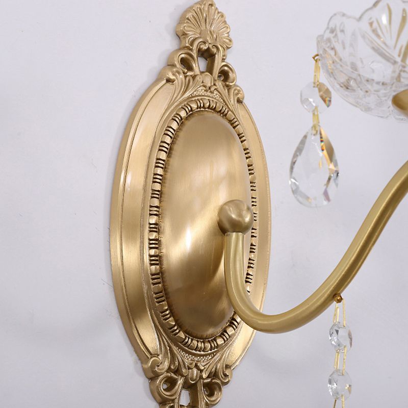 Crystal Candle Shape Wall Sconce Modern Style Multi Lights Wall Light Fixture in Brass