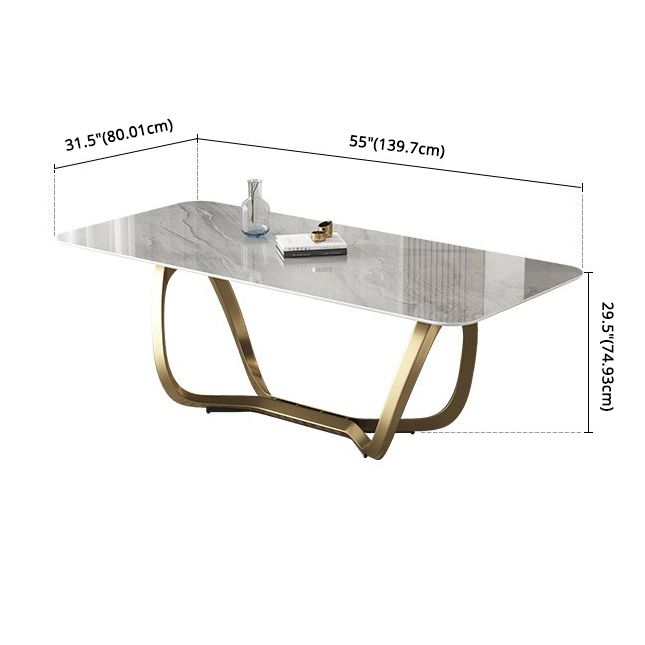 Minimalist Sintered Stone Dining Room Set Standard Height with Trestle Base Dining Set