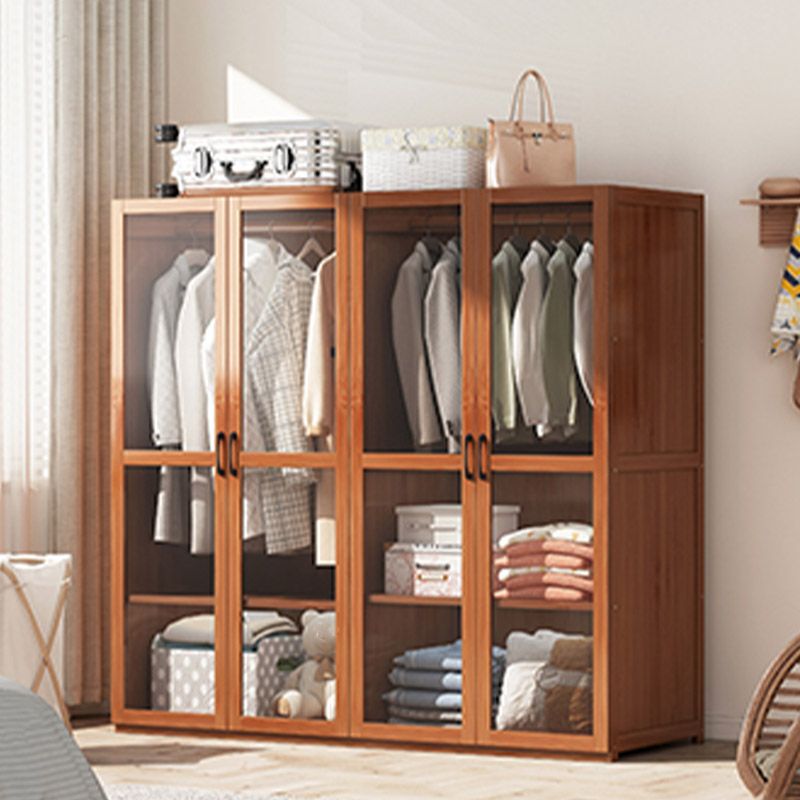 Modern Wardrobe Cabinet Solid Wood Clothes Rail Wardrobe Armoire