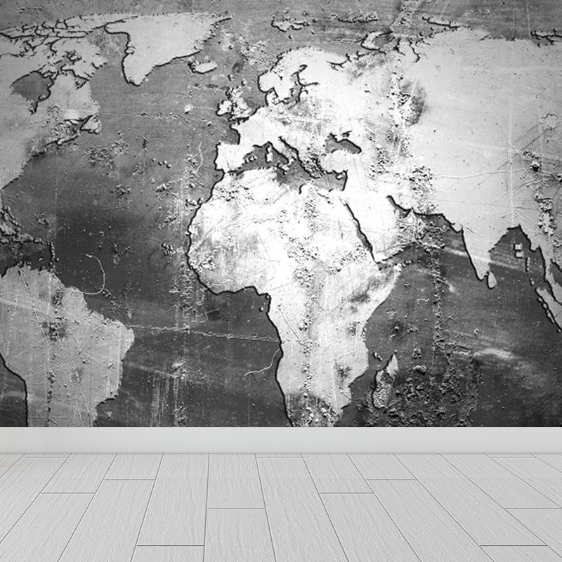 Full Size Illustration Modern Mural Wallpaper with Various World Map in Light Color