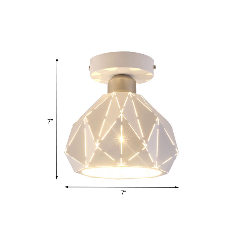 Diamond Iron Semi Flush Leuchte zeitgenössische 1 helle weiße Oberflächen -Deckenlampe für Korridor
