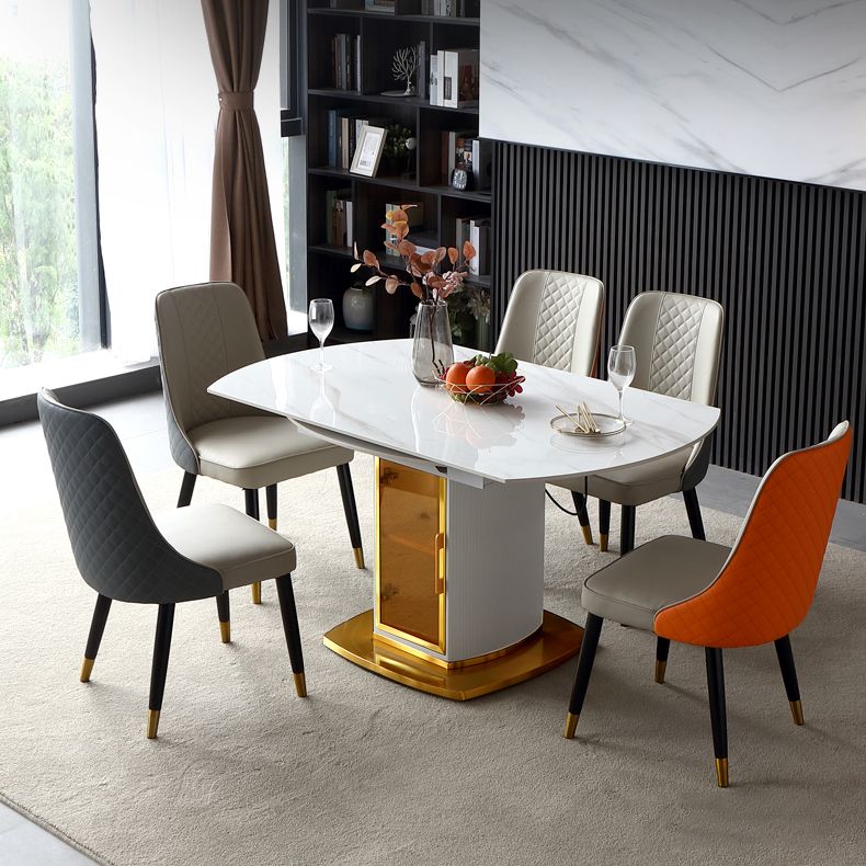 Round Pedestal Dinner Table Traditional Luxury Drop-Leaf Dining Table for Indoor