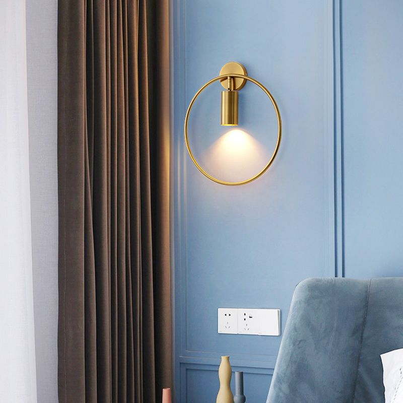 Nordic Metal Wall Light Circle 11" Wide LED Reading Wall Sconce for Living Room