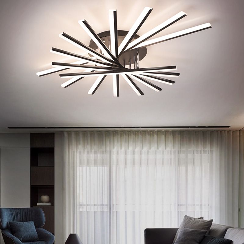 Moderne Unterputz-Deckenleuchte aus Metall für Esszimmer und Wohnzimmer