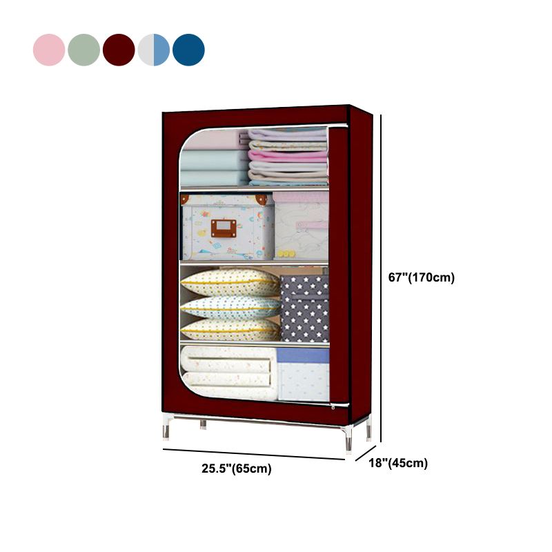 Steel Frame Non-Hanging Armoire Modern Style Wardrobe with 5 Shelves