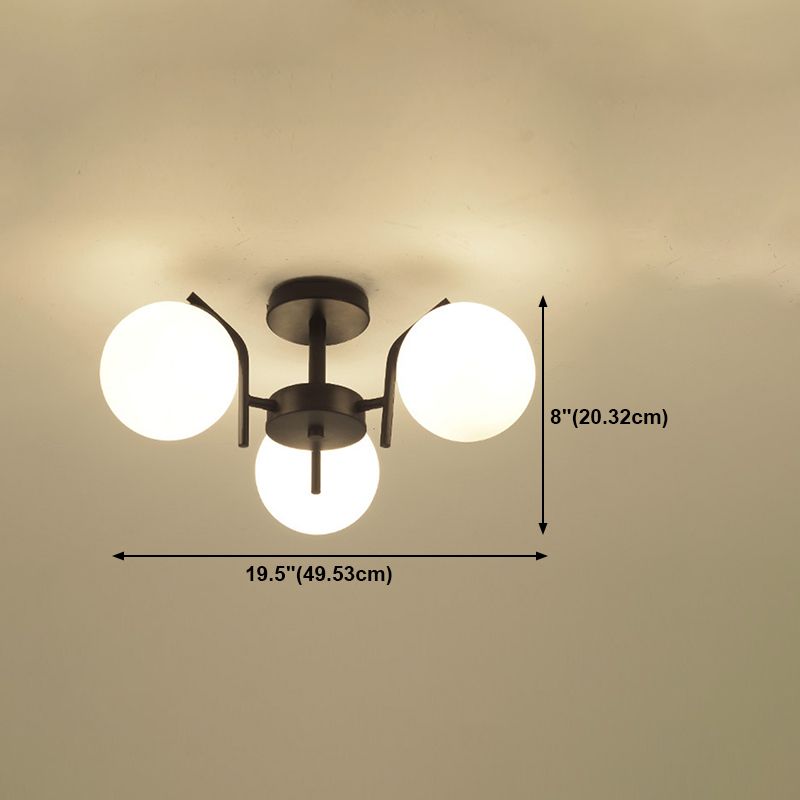 Black Ceiling Mounted Fixture Simple Globe Glass Living Room Ceiling Light