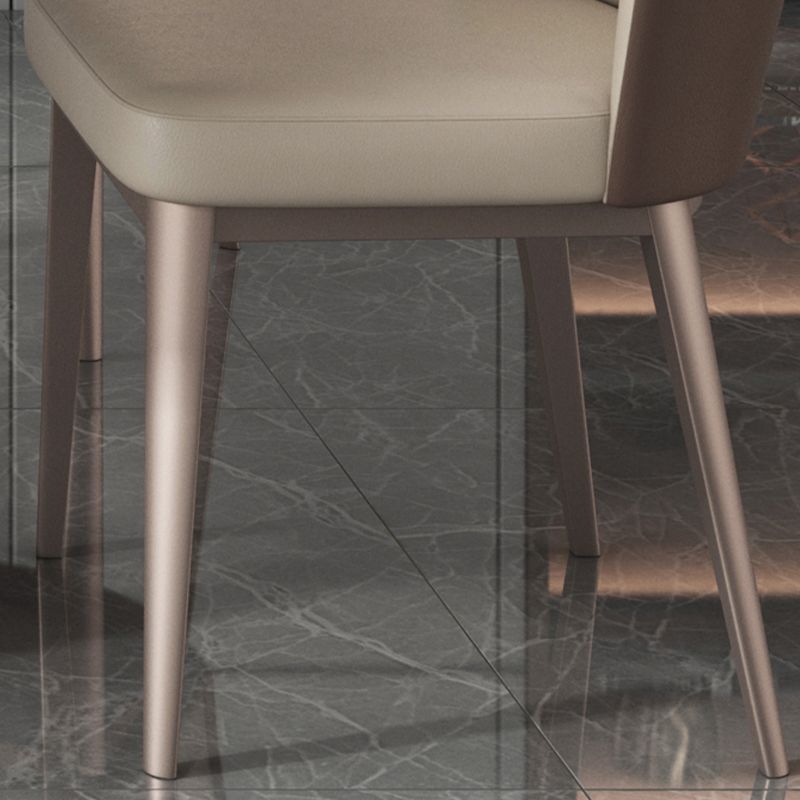 Contemporary Metal Dining Room Chair Armless Faux Leather Side Chairs