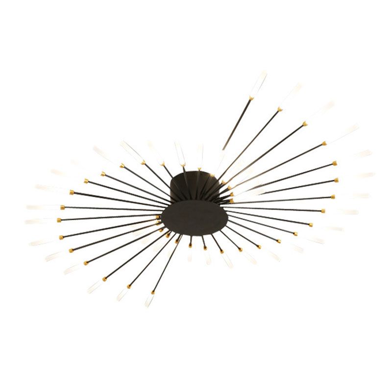 Modern Simplicity LED Semi Flush Mount Lacquered Metal Linear Ceiling Light with Acrylic Shade