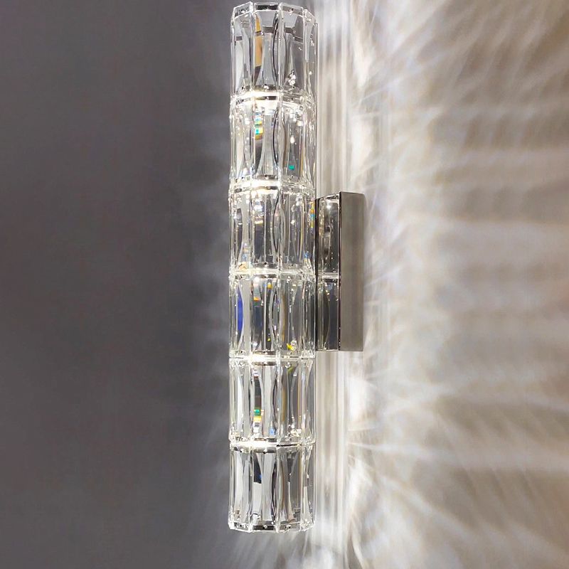 Zylinder Multi-Lights Wandleuchten Moderner Kristallwandmontageleuchte in Chrom