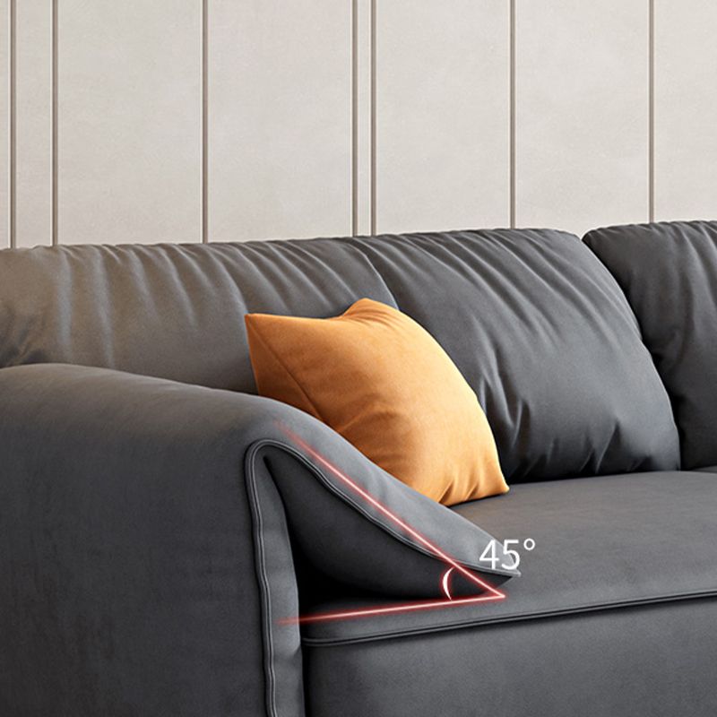 Rectangular Sofa with Pillow Back, Sponge Seat, Padded Pine Chair Legs Gray Frosted Cloth