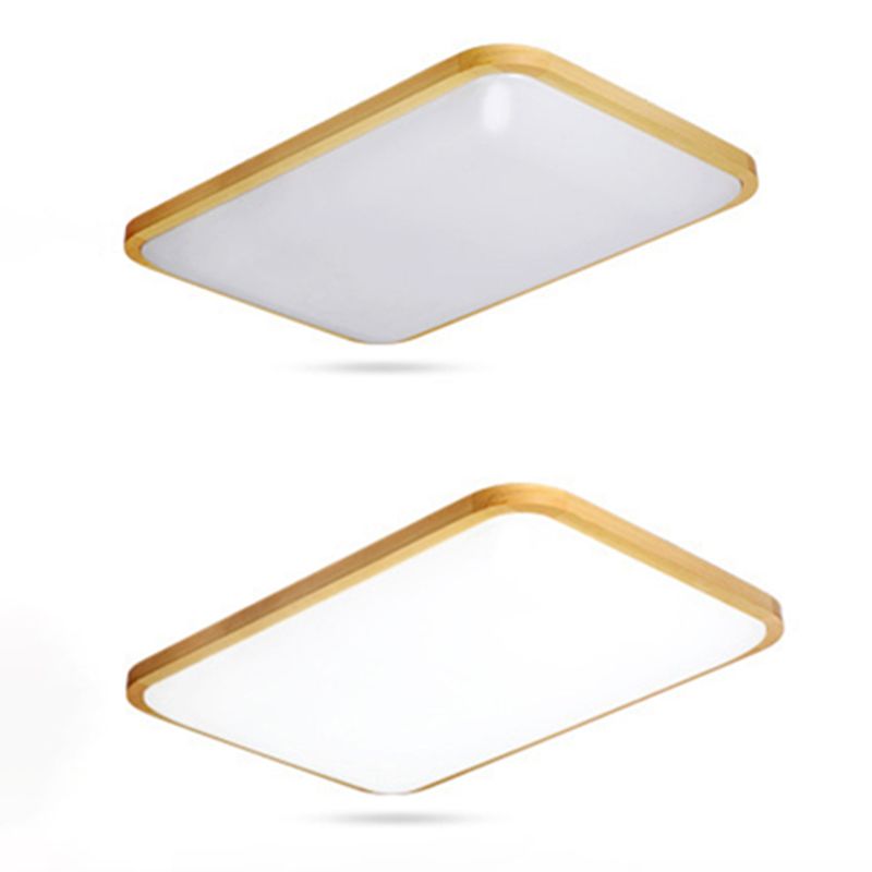 Rechteckige Deckenleuchte aus Holz mit abgerundeten Ecken, moderne LED-Einbauleuchte für Schlafzimmer