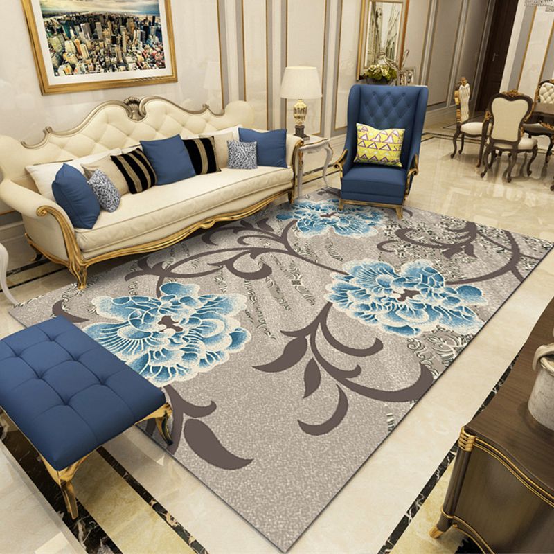 Modern Botanical Rug Multi-Color Polypropylene Area Carpet Stain Resistant Anti-Slip Pet Friendly Rug for Room