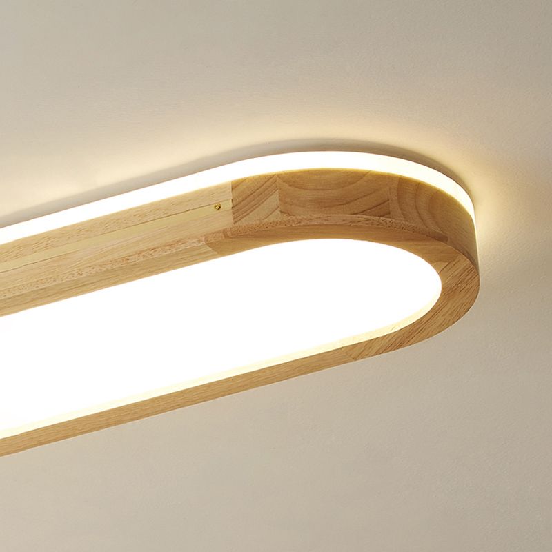 Houten langwerpige LED semi-inbouw plafondlamp in moderne creatieve stijl acryl plafondarmatuur voor garderobe